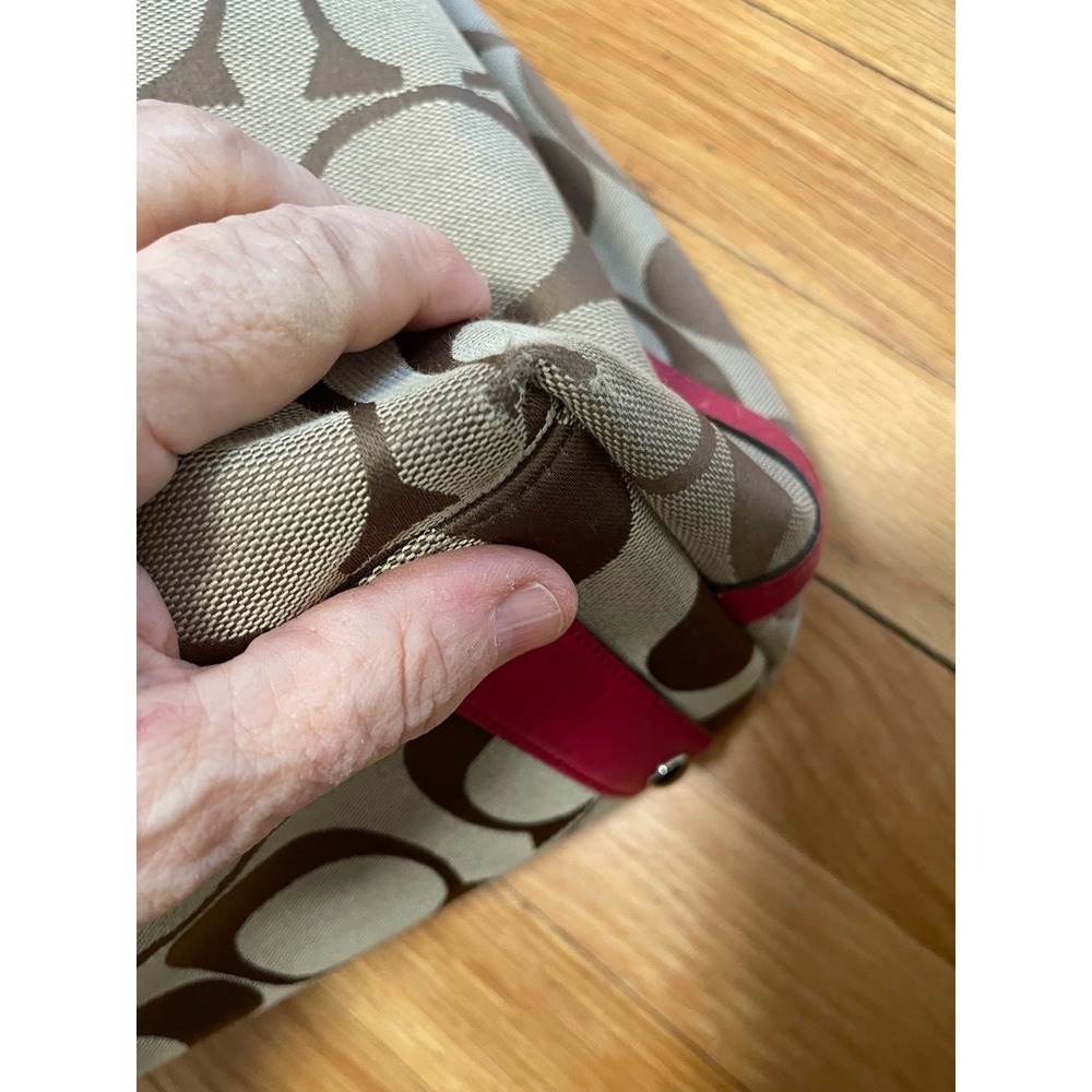 Coach Hamptons Weekend Signature Stripe Tote Purse Berry Style 10054 - Picture 9 of 13